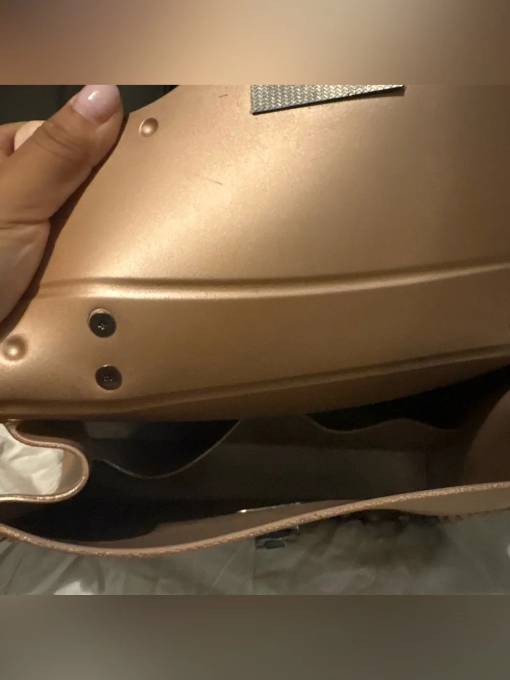 Studded Top Handle Satchel in Rose Gold
